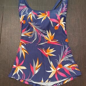 Hapari Tankini Top Bird of Paradise Convertible Straps Blue Orange Pink Large